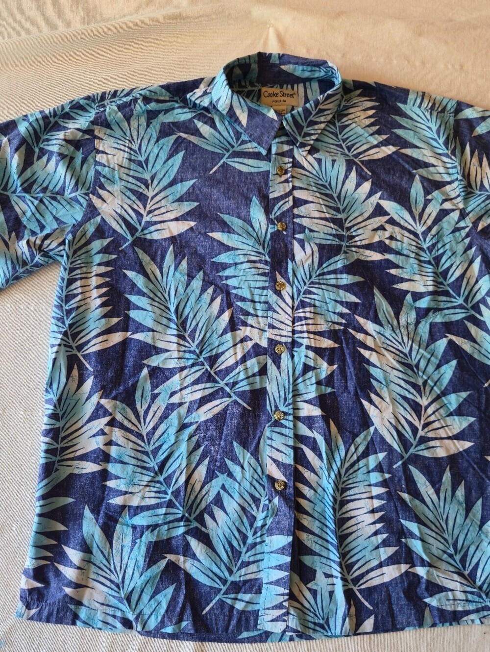 Cooke Street Honolulu Men's 2XL Blue Tropical Print Cotton Shirt 2XL